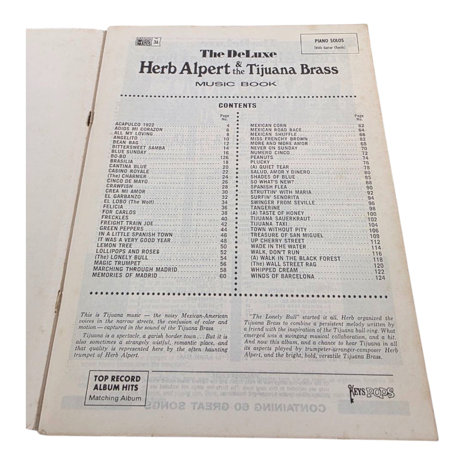 The Deluxe Herb Alpert & the Tijuana Brass Music Book Piano Solos 60 Songs