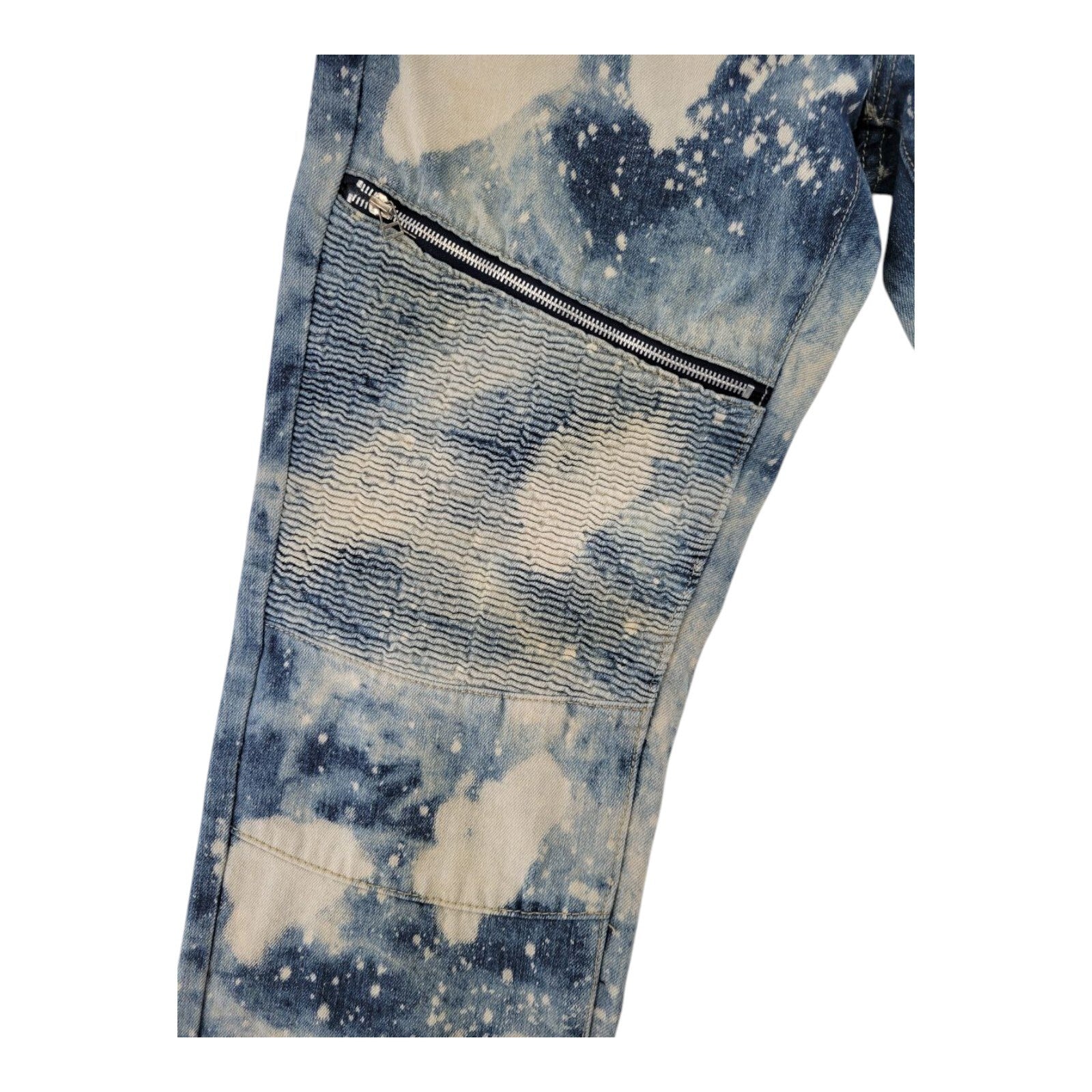 Denim & Rivets Stonewashed Distressed Moto Denim Jeans Bleached Mens Size 36