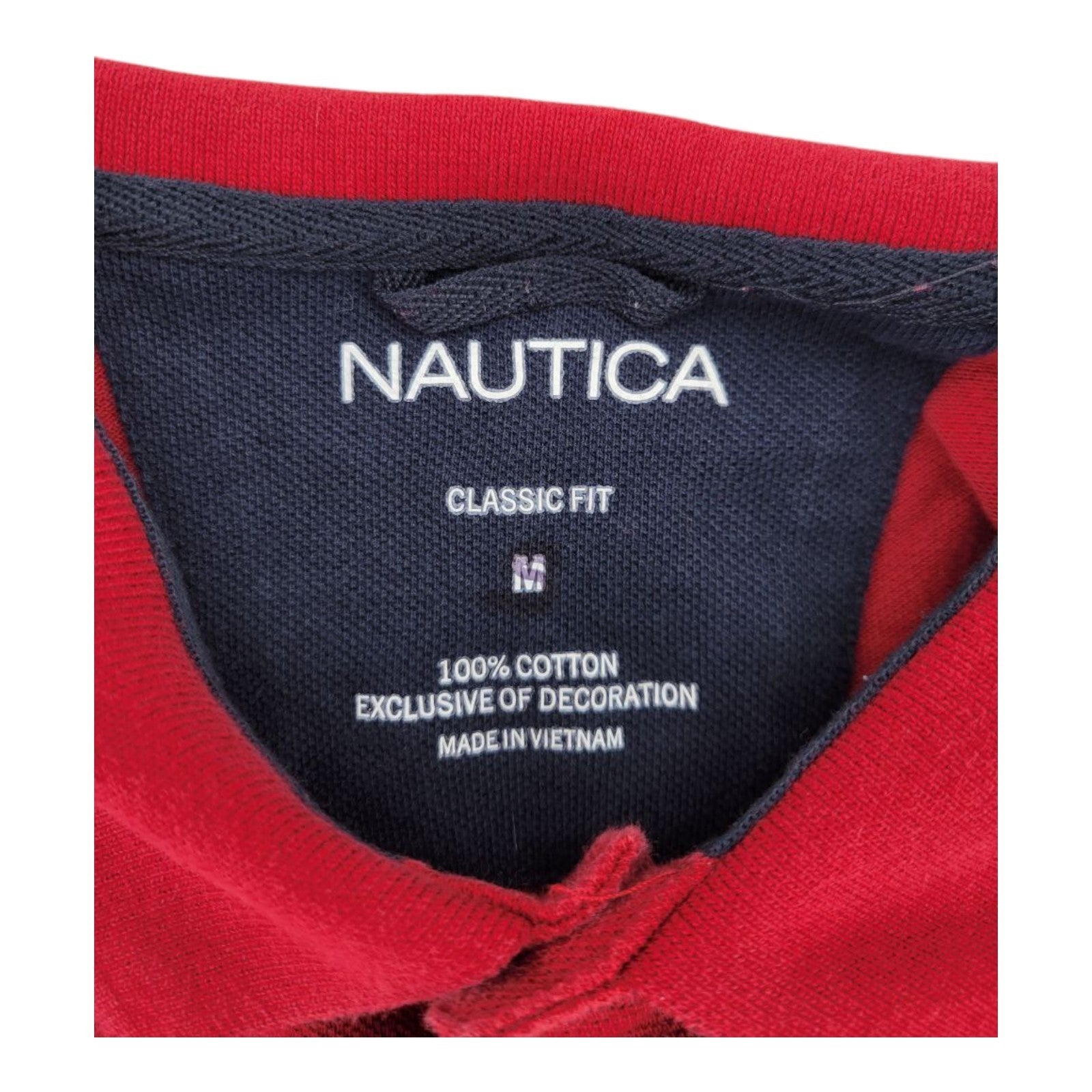 Nautica Mens Classic Fit Polo Shirt Red 100% Cotton Short Sleeve Size M