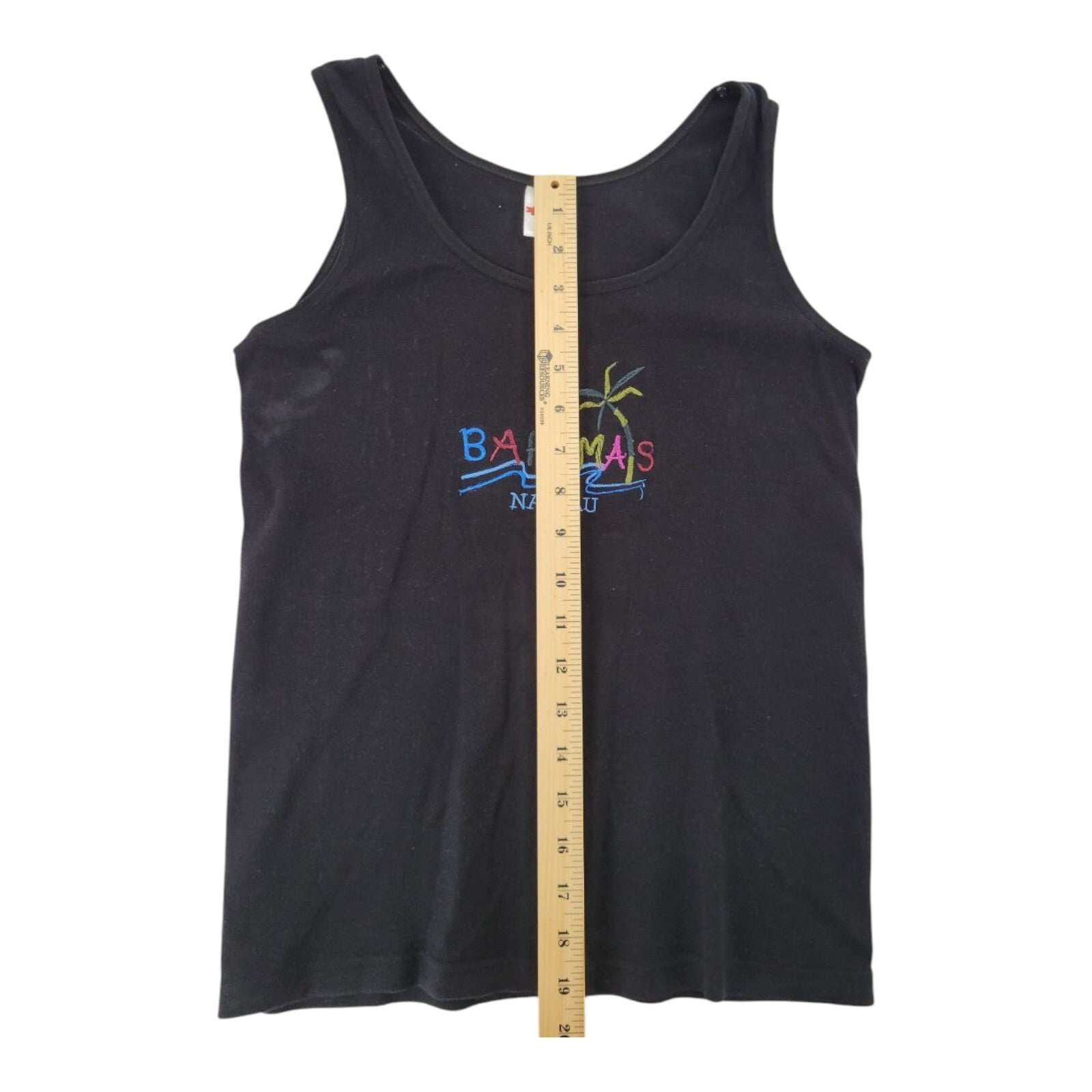 Raffi USA Bahamas Nassau Embroidered Black Tank Top Size M