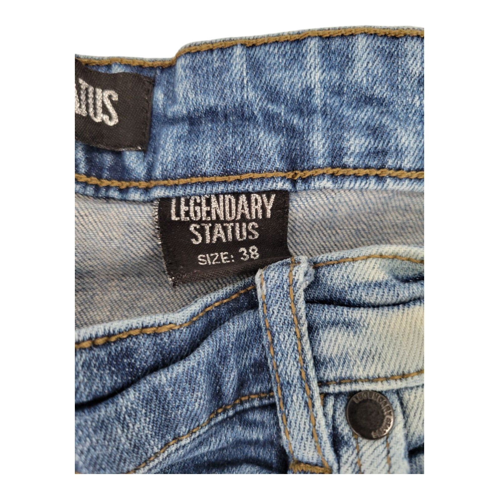 Legendary Status Mens Distressed Moto Blue Stretch Denim Jeans 38x29