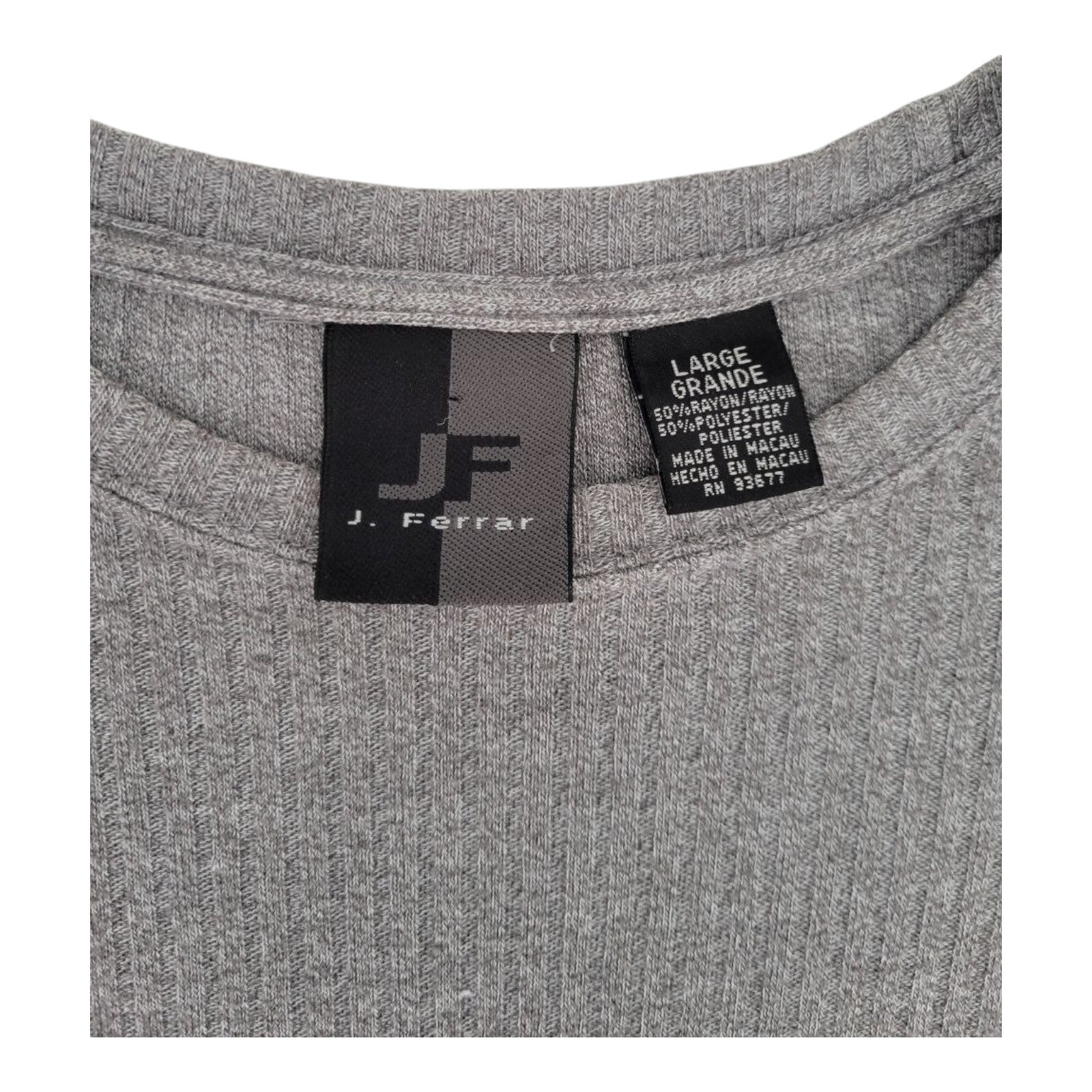 JF J Ferrar Gray Short Sleeve Ribbed Knit T-Shirt Mens Size Large