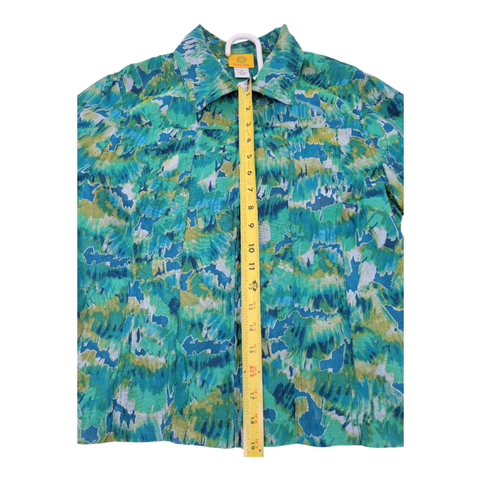 Ruby Rd Womens Zip Front Collared Jacket Green Multicolor Size 12