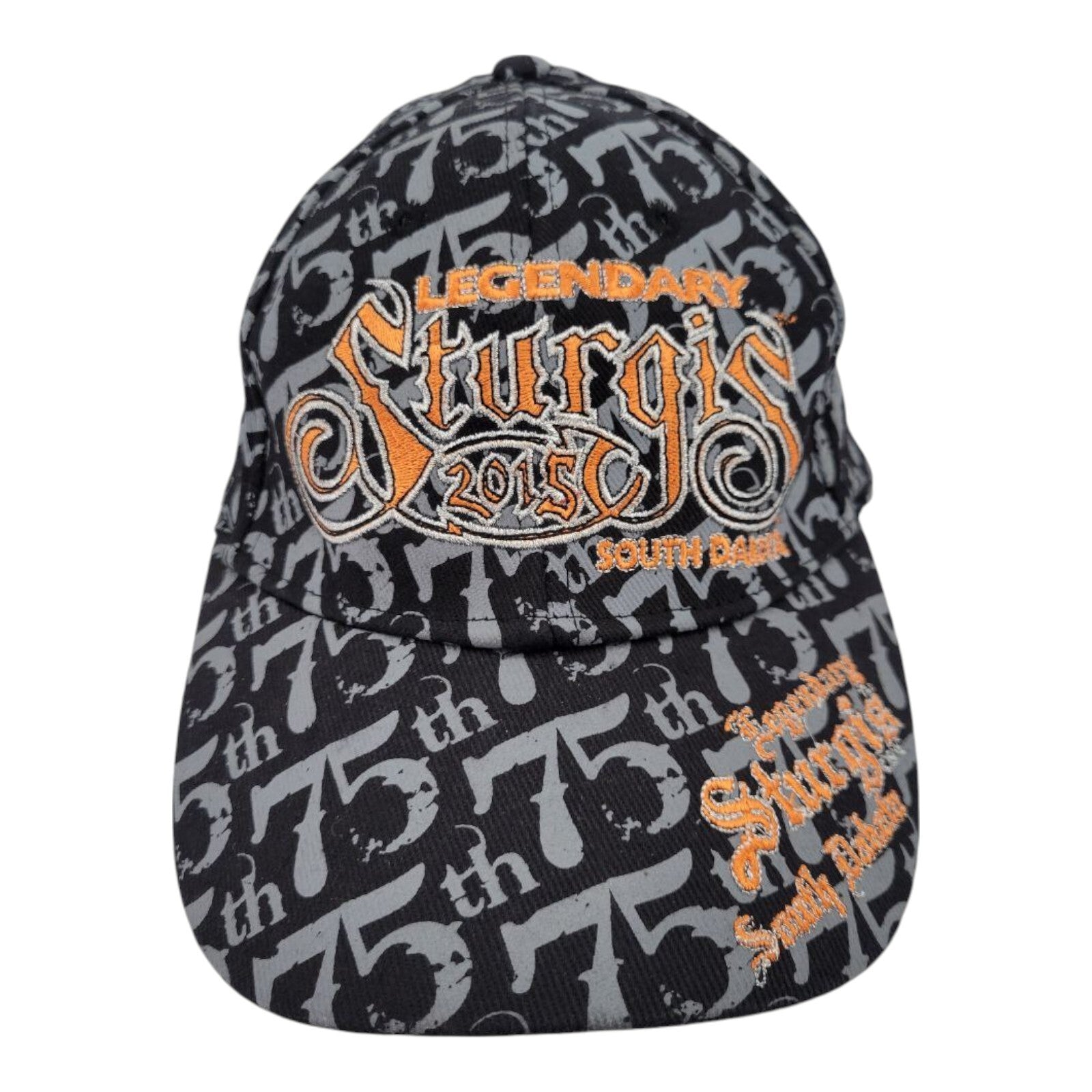 SMC Legendary Sturgis 75th Rally 2015 Black Embroidered Cap South Dakota Hat