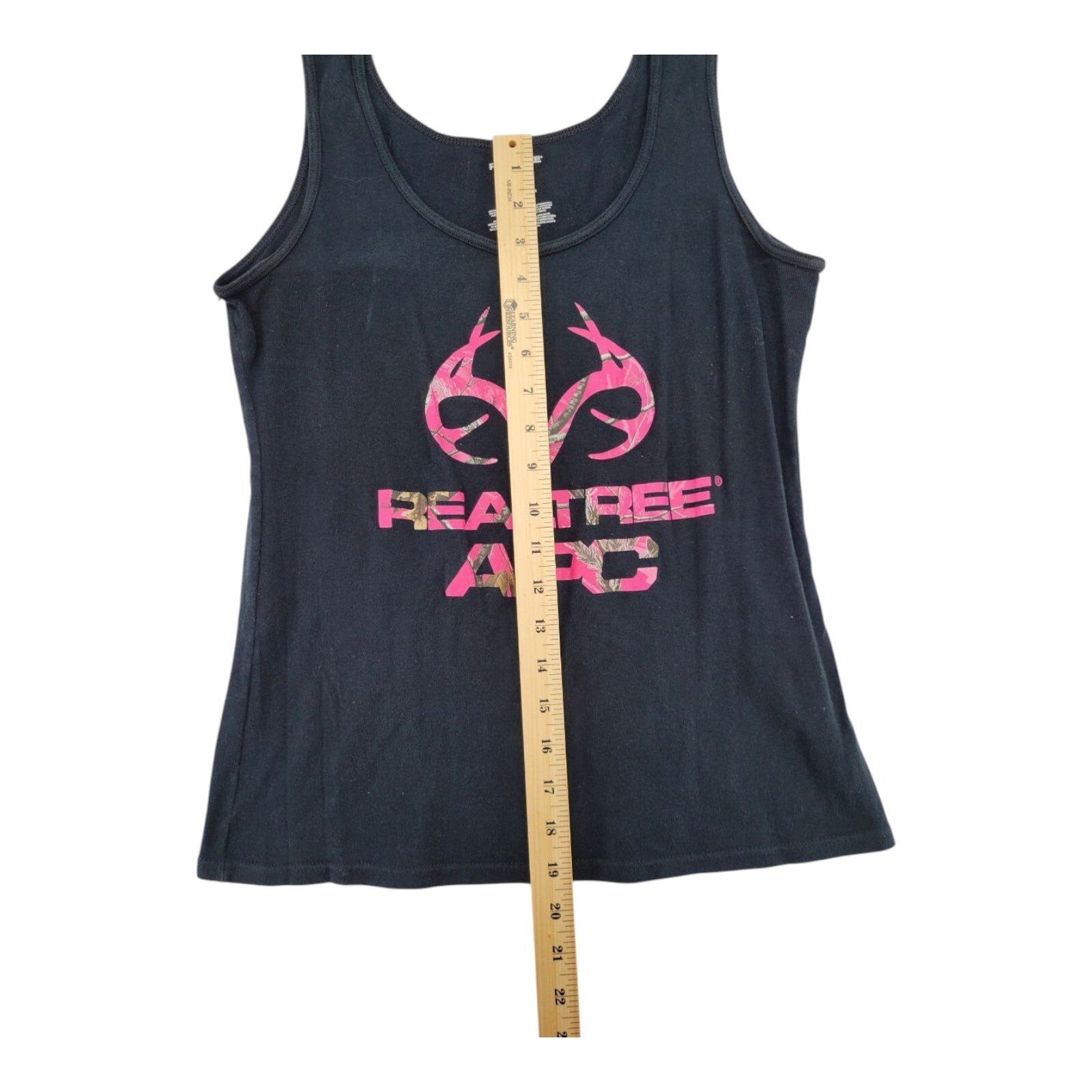 Realtree APC Pink Camo Antler Logo Black Tank Top Womens Size M