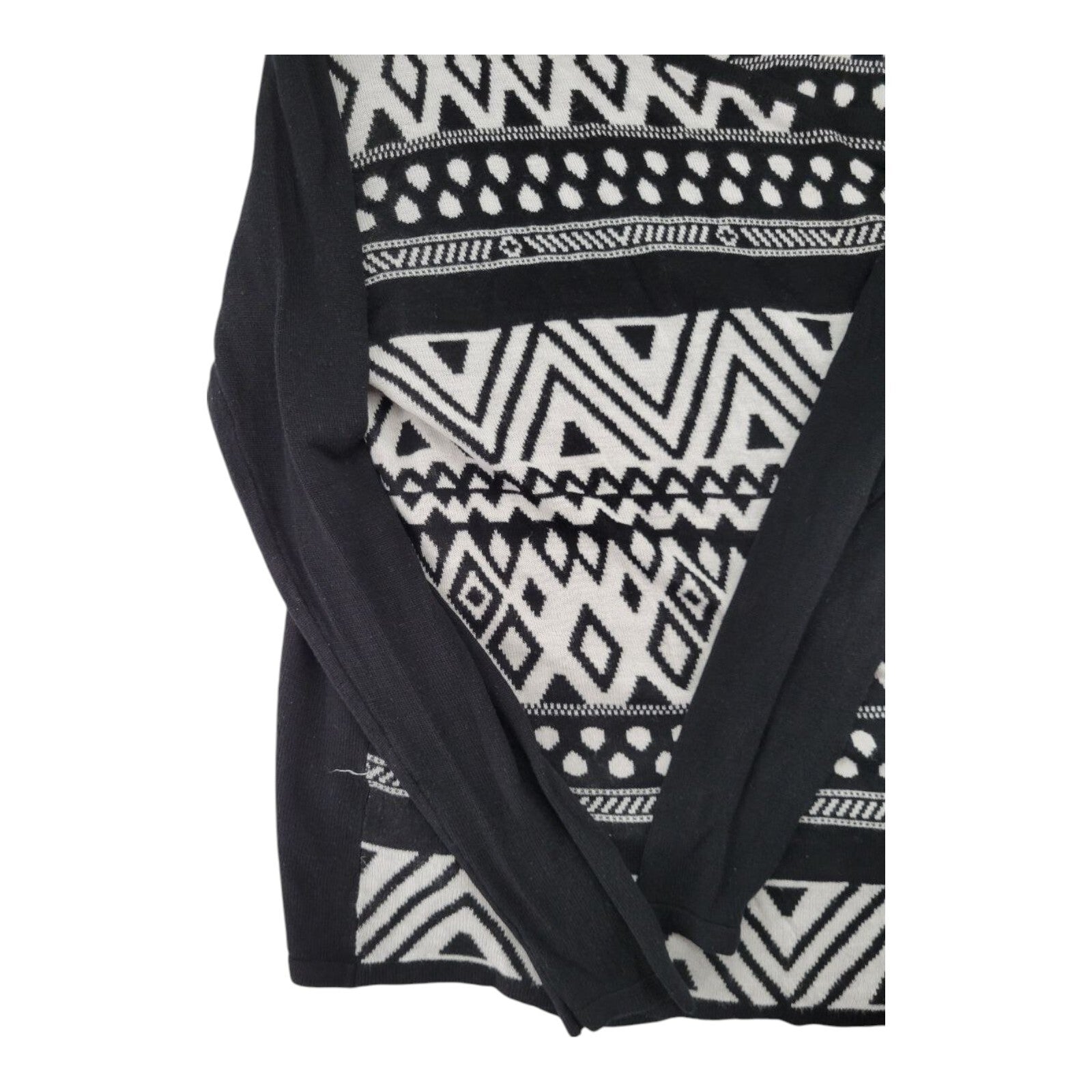 Faded Glory Cardigan Sweater Womens Black White Aztec Print Size Small