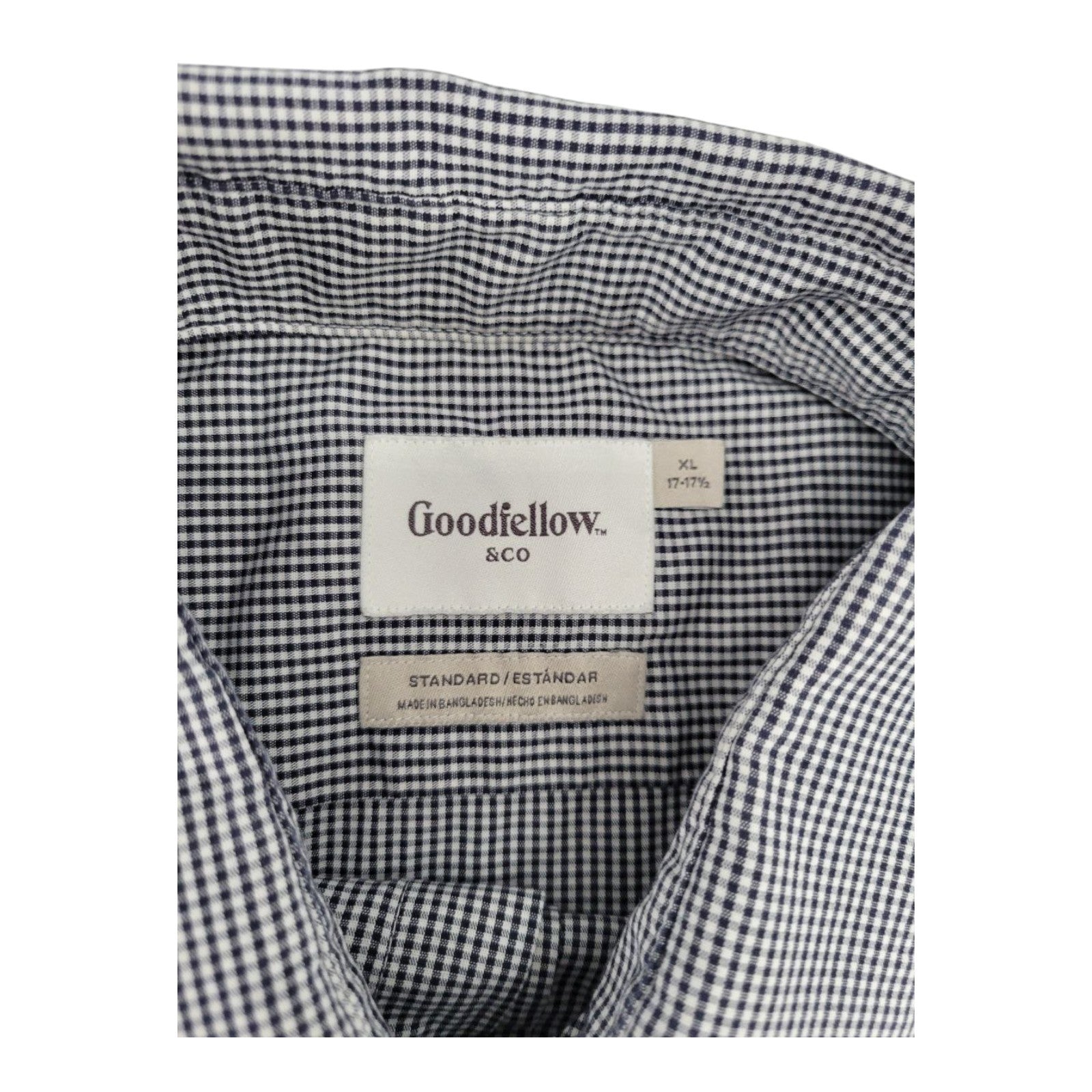 Goodfellow & Co Men's XL Dress Shirt Blue White Check Button-Up Long Sleeve