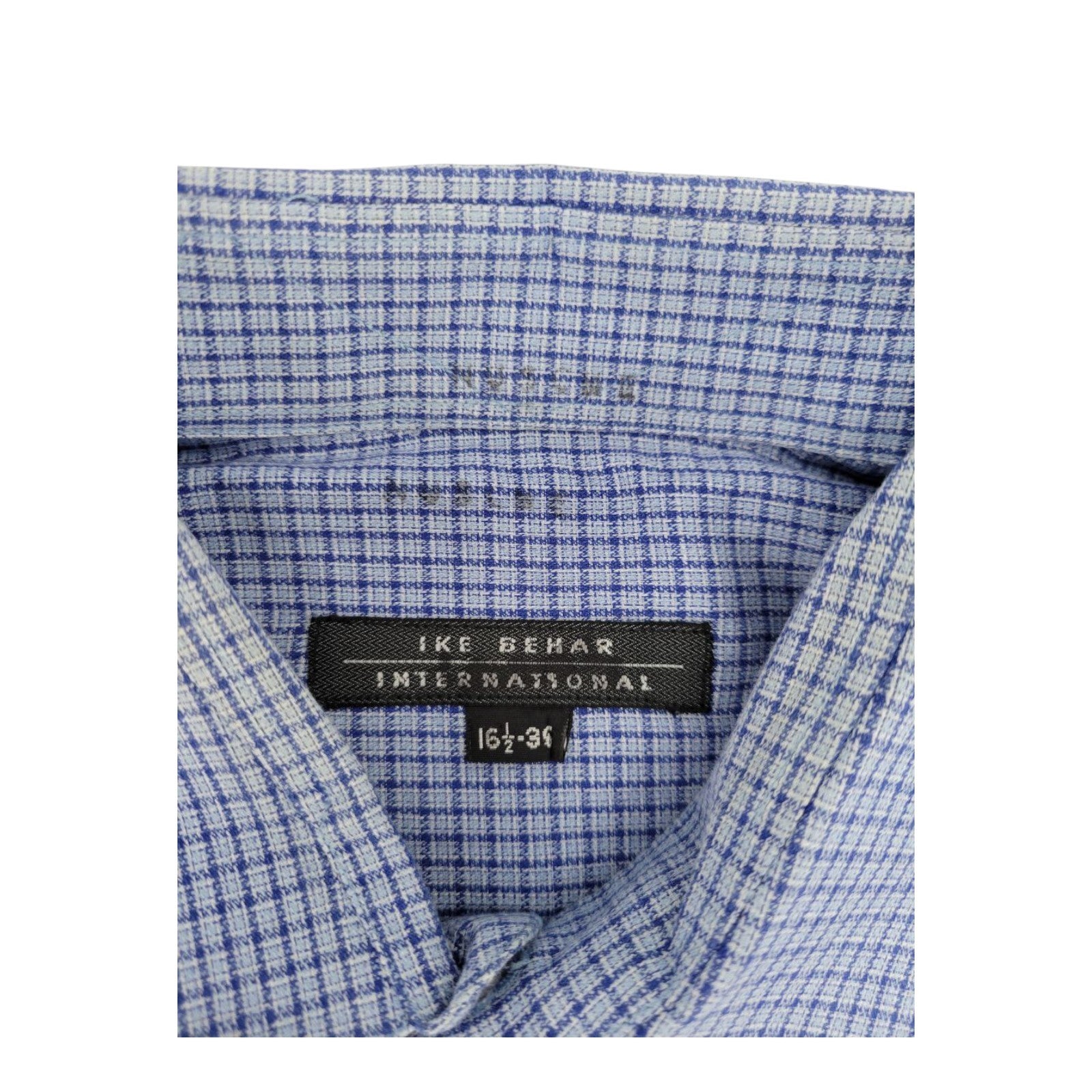 Ike Behar Men's Dress Shirt 16.5 36 Blue Check Long Sleeve Button Front