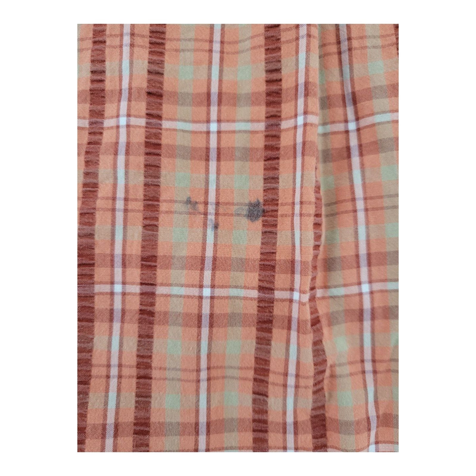 L.L. Bean Men's XL Plaid Shirt Orange Short Sleeve Button Front Cotton