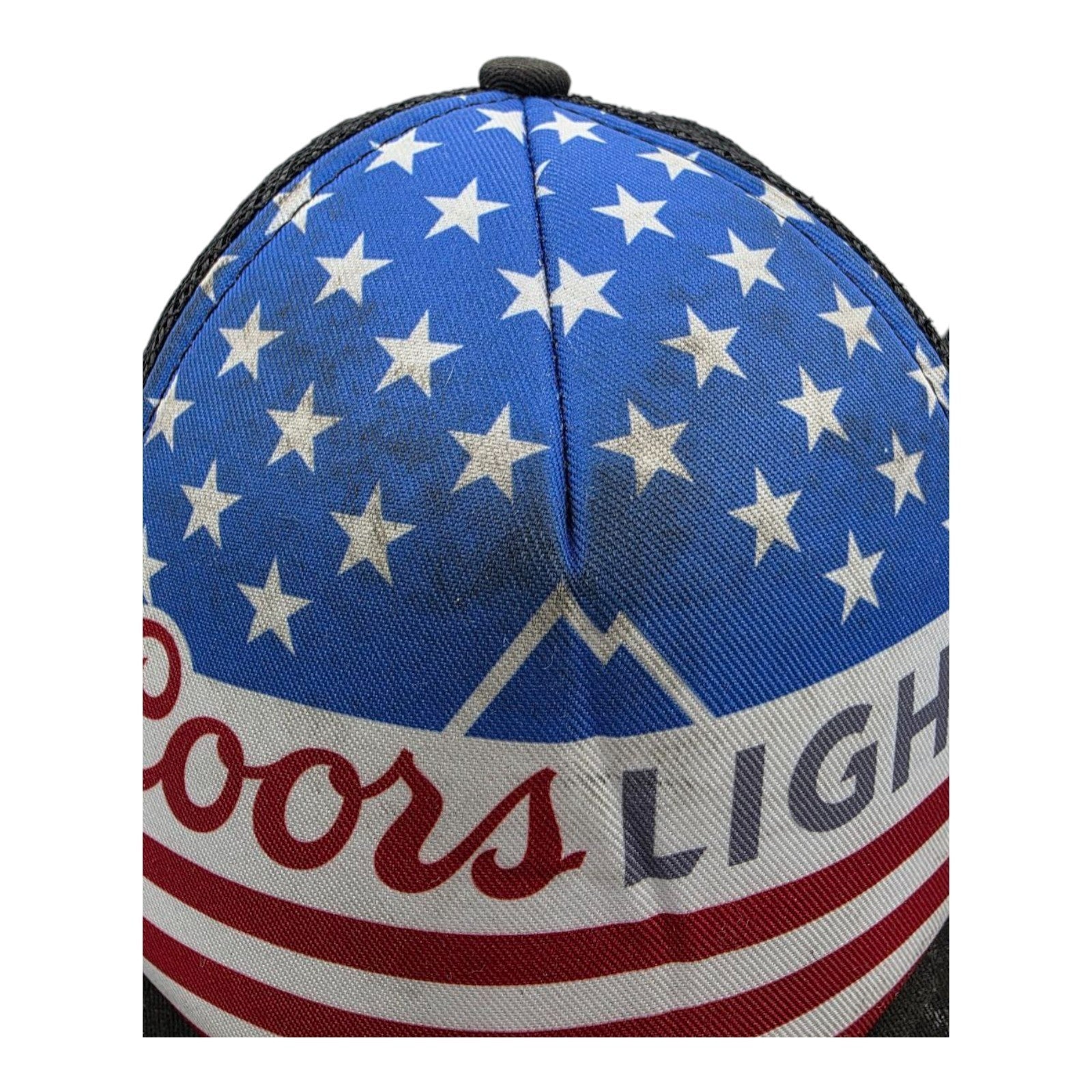 Coors Light USA Flag Stars Stripes Mesh Trucker Hat Black Snapback H3 Headwear