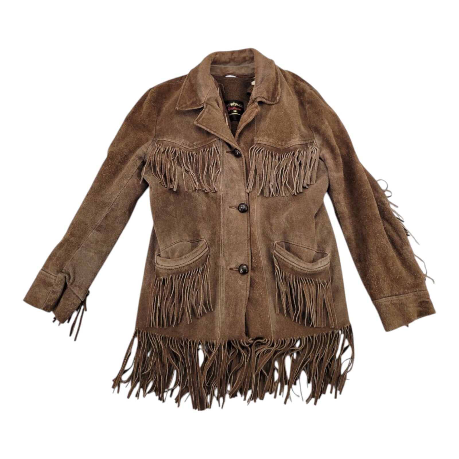Ralph Edwards Brown Suede Fringe Jacket Western Vintage Style Size S