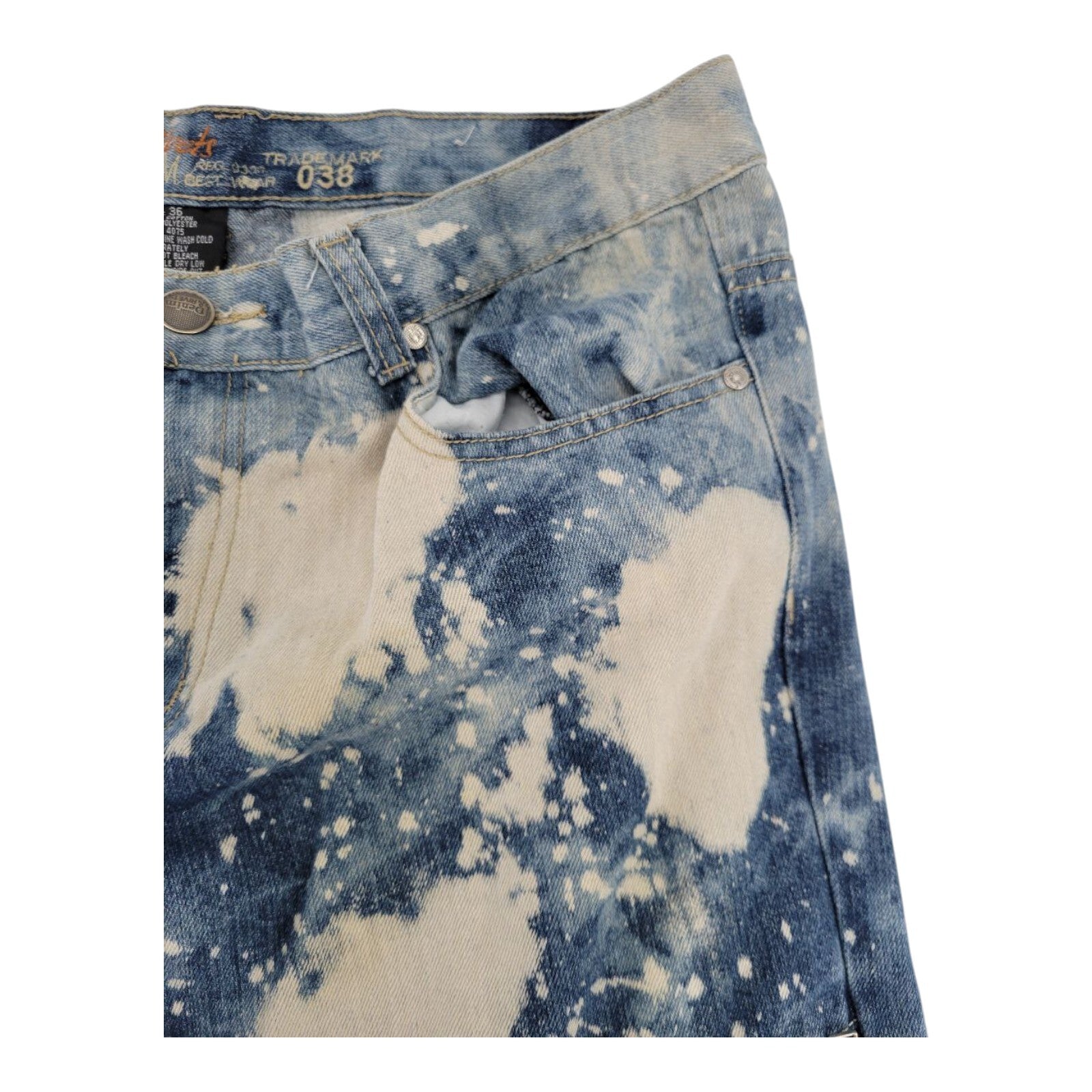 Denim & Rivets Stonewashed Distressed Moto Denim Jeans Bleached Mens Size 36