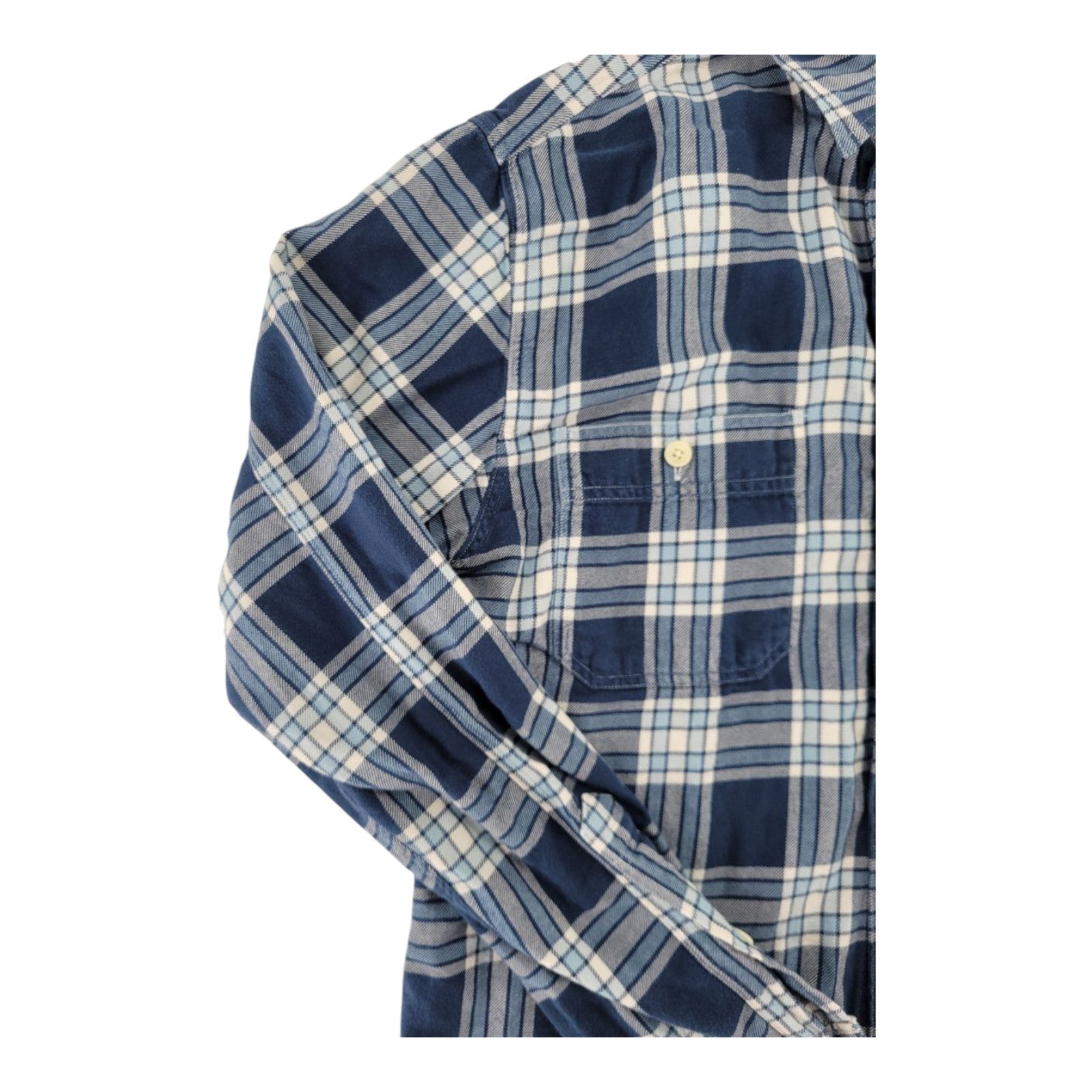 J Crew Tailored Fit Flannel Shirtings Mens Blue Plaid Long Sleeve Size M