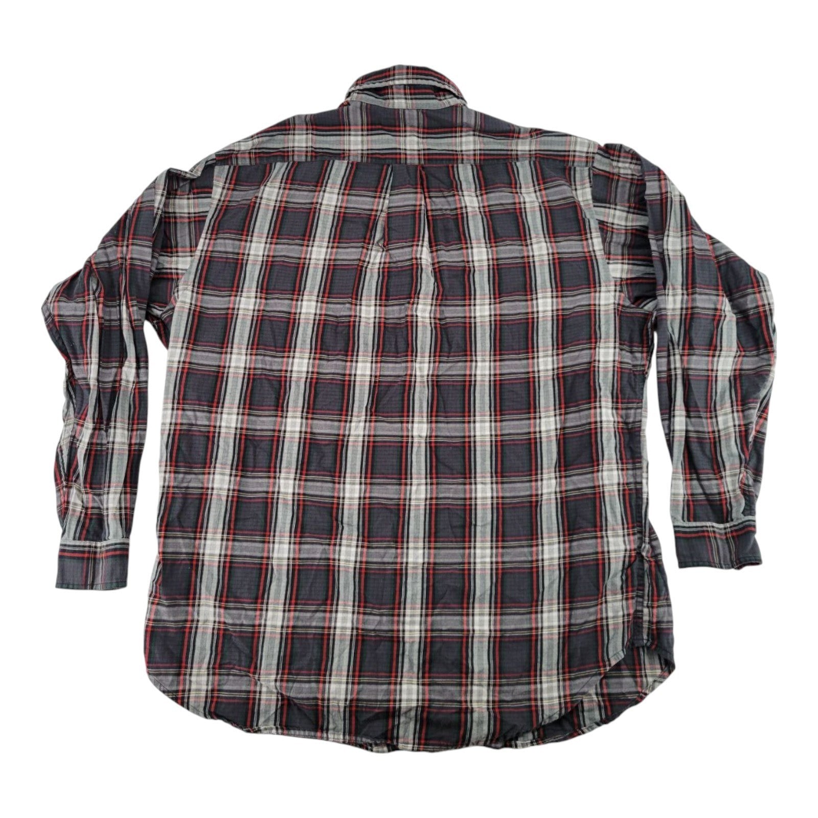 Polo Jeans Co Ralph Lauren Gray Red Plaid Button Down Long Sleeve Shirt Men XL