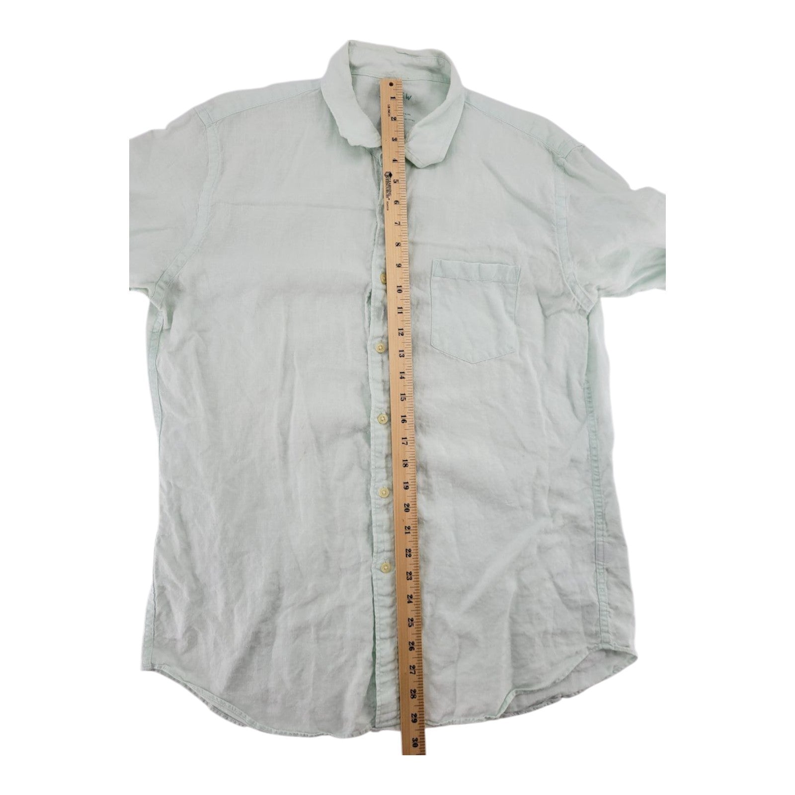 J Crew Irish Linen Mens Button Down Shirt Mint Green Long Sleeve Size L