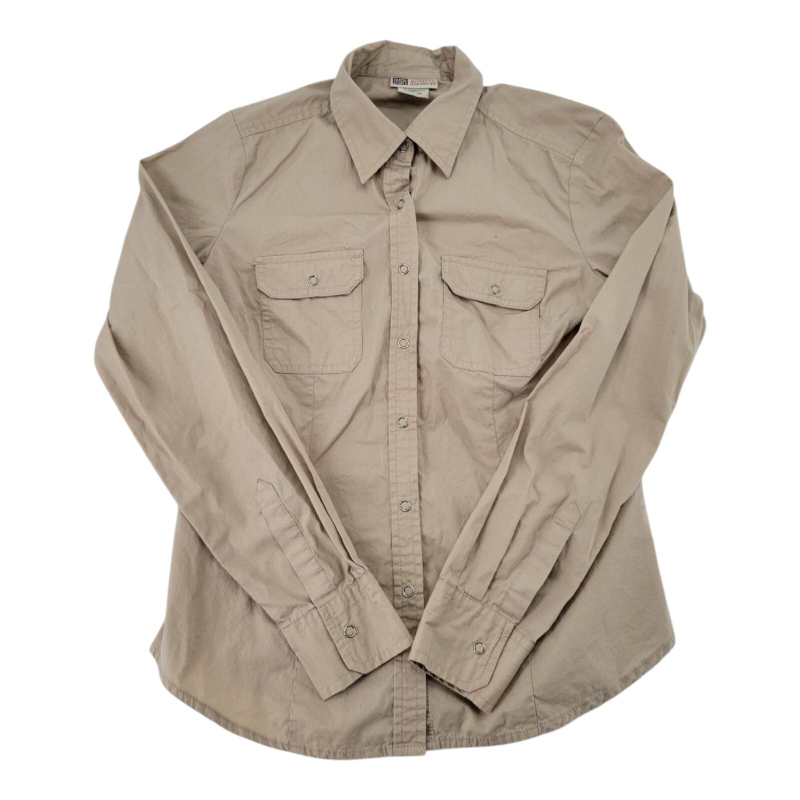 Faded Glory Beige Snap Button Long Sleeve Shirt Ladies Size Small 4/6