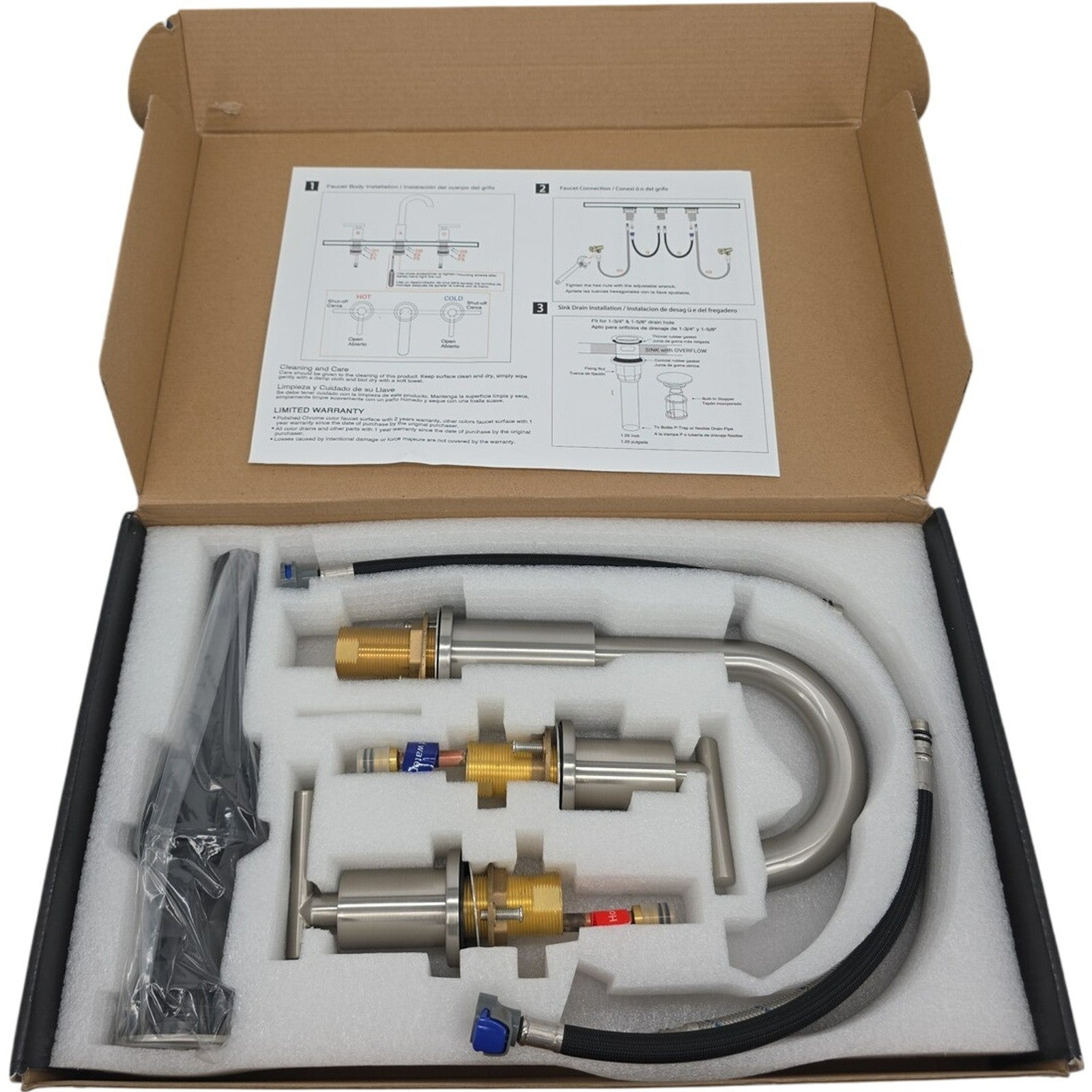 TRUSTMI Brass Bathroom Sink Faucet 2 Handle Widespread with Valve 8 Inch