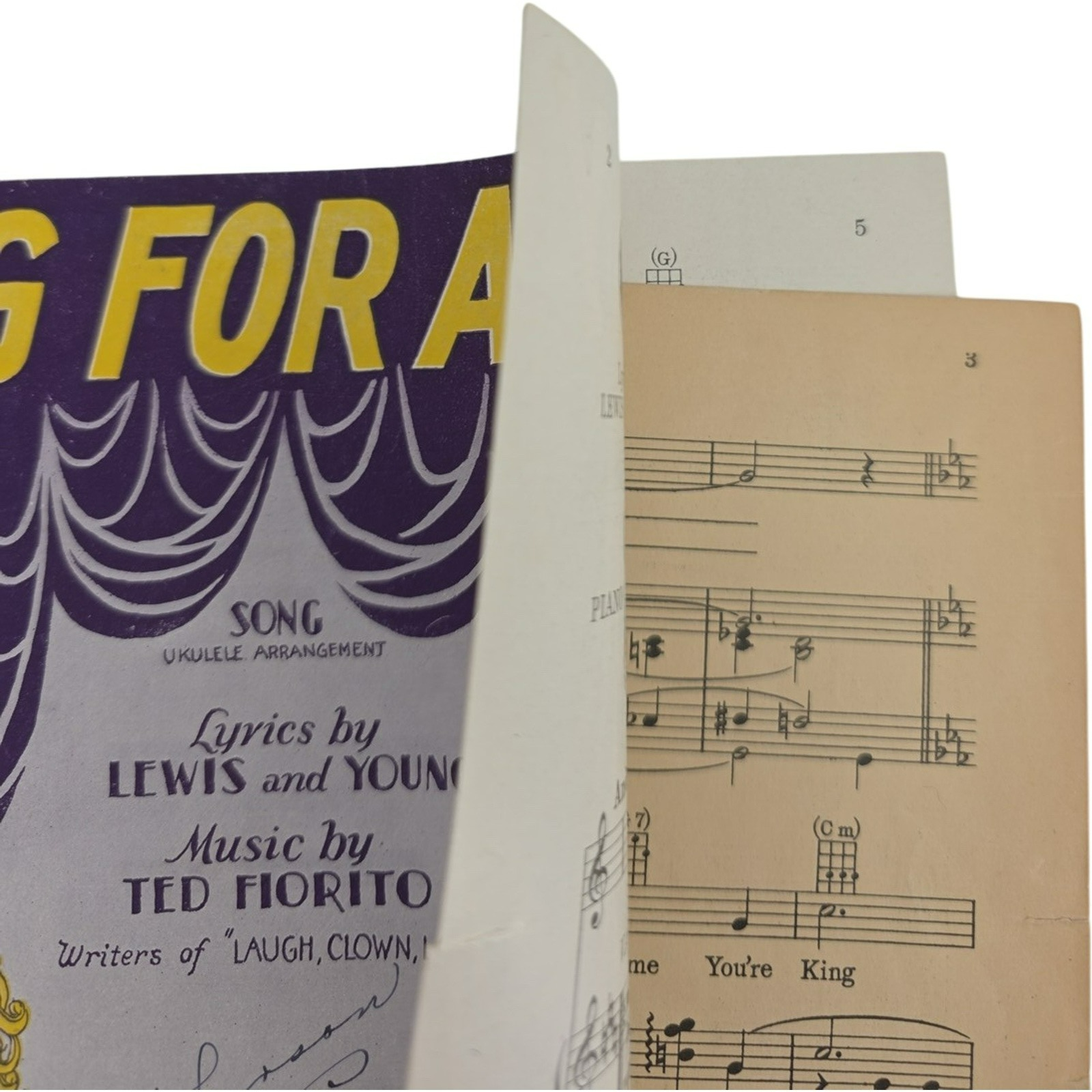 Vintage 1928 Sheet Music King For A Day Lewis and Young by Ted Fiorito