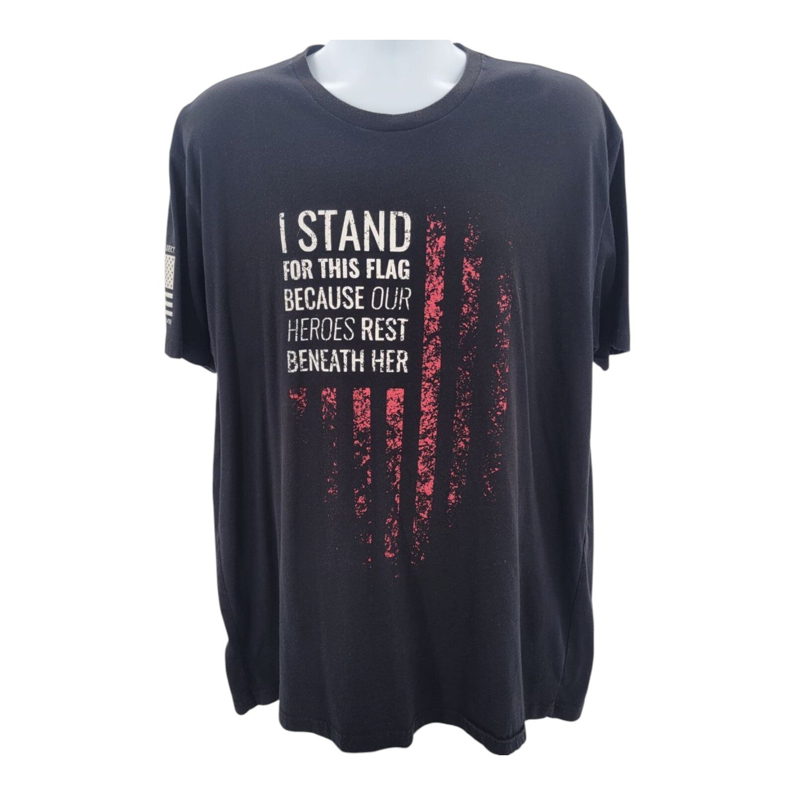 TVP Till Vallhalla Project I Stand For This Flag Black S/S T-Shirt Size 2XL