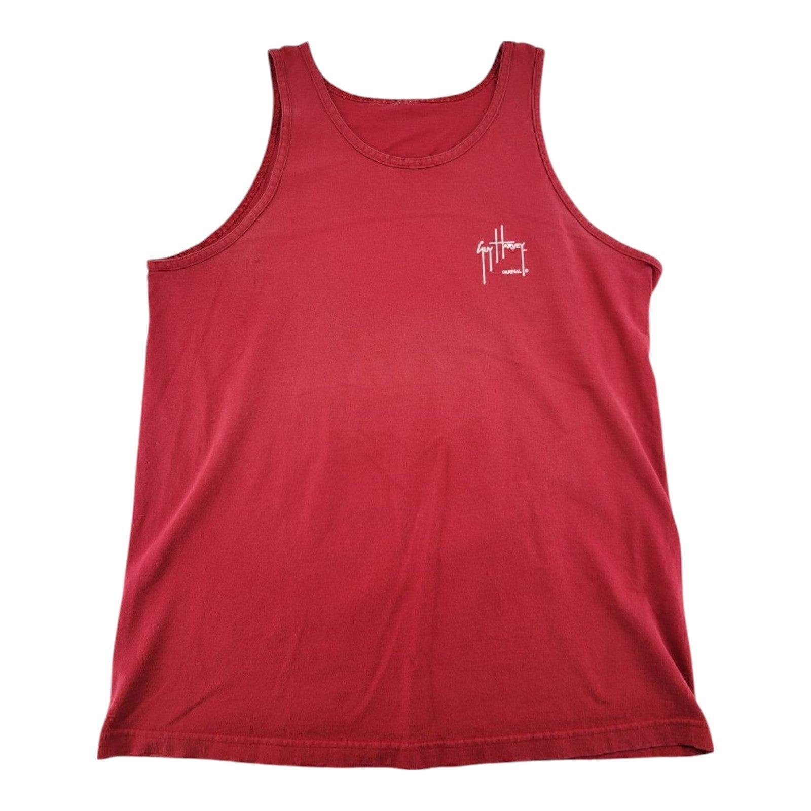 Guy Harvey Red Tank Top Size L Pirate Skull Sharks Graphic 2008