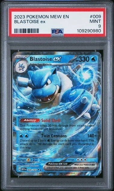 2023 POKEMON MEW EN-151 #009 BLASTOISE EX PSA 9