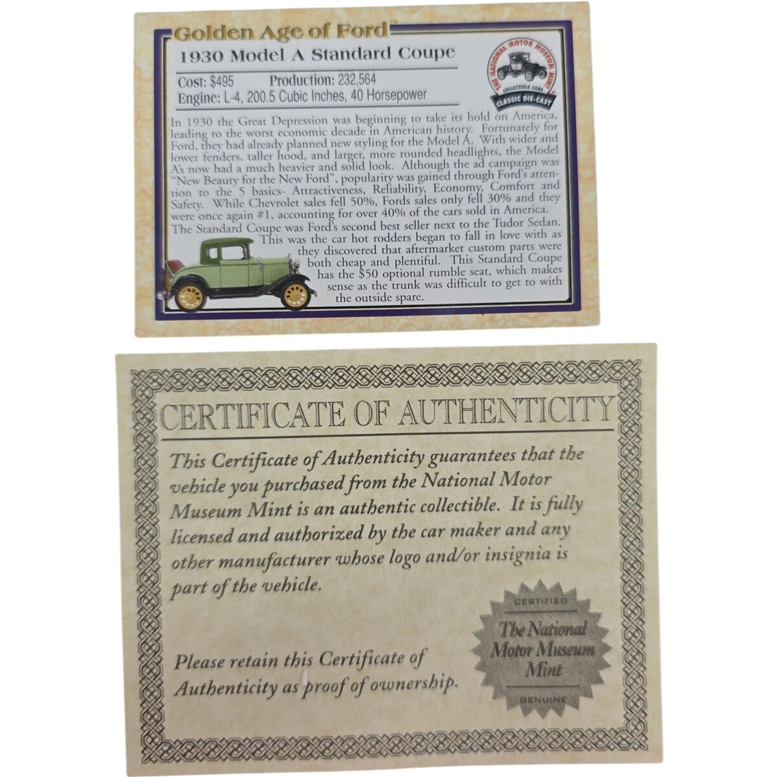 National Motor Museum Mint 1930 Ford Model A Coupe Golden Age of Ford EXCEL