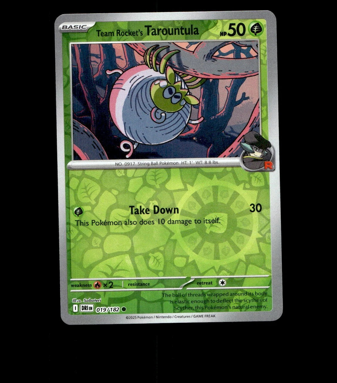 Team Rocket’s Tarountula – 019/182 – Destined Rivals – Reverse Holo Near Mint