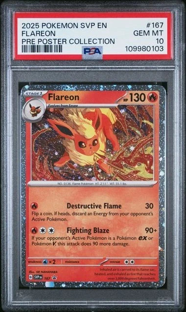 POKEMON BLACK STAR PROMO FLAREON VAPOREON POSTER COLLECTION Sequential PSA 10