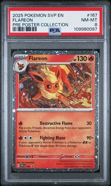 POKEMON FLAREON VAPOREON 2025 SVP PRE POSTER COLLECTION Sequential PSA 8