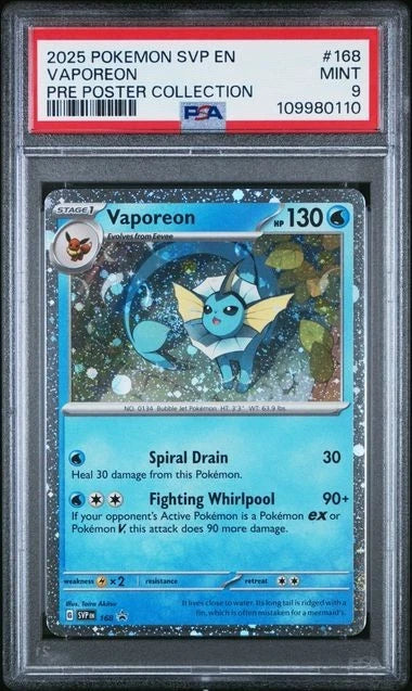 2025 POKEMON SVP BLACK STAR PROMO VAPOREON JOLTEON PRE POSTER COLLECTION PSA 9