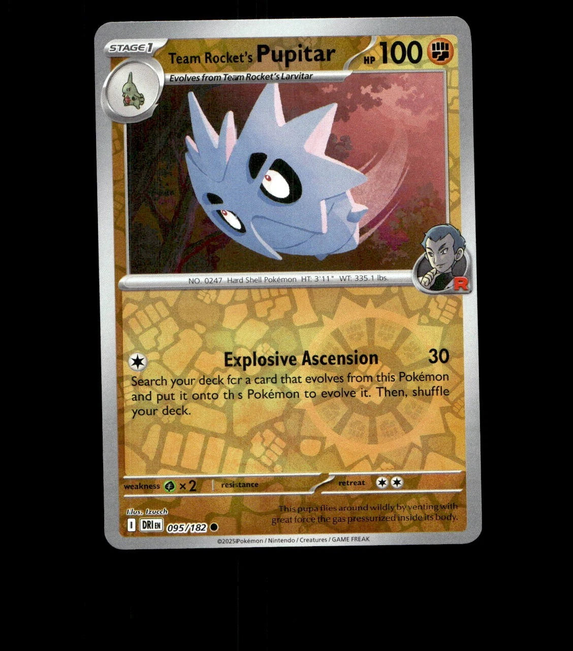 Team Rocket’s Pupitar – 095/182 – Destined Rivals – Reverse Holo Near Mint TCG