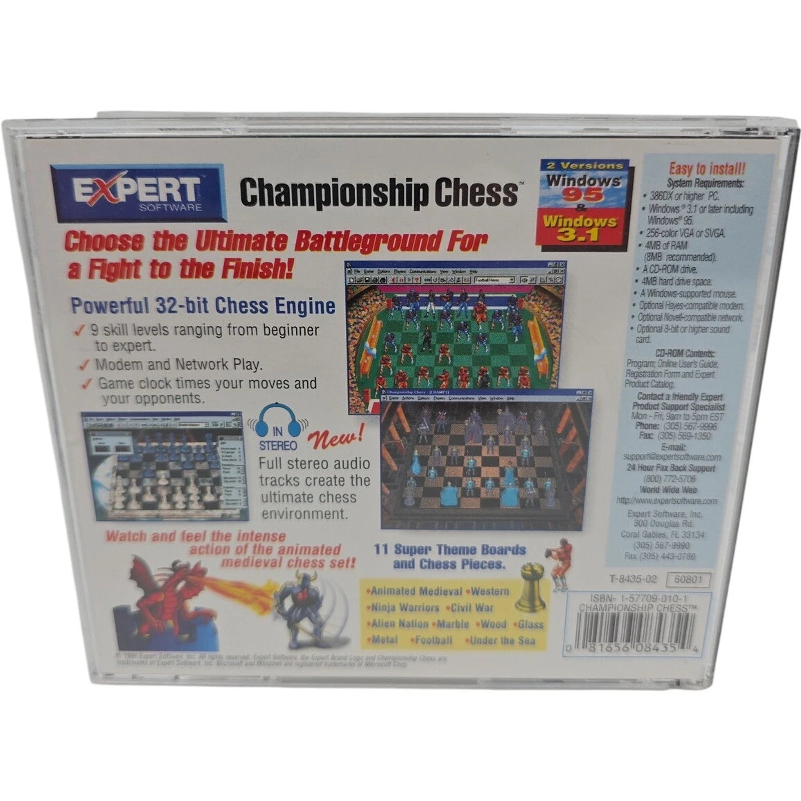 Expert Software Championship Chess PC CD ROM 1995 Windows 95 Expert Software