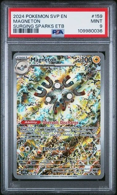 2024 Pokemon SVP EN-SV Black Star Promo Magneton #159 Surging Sparks Etb PSA 9