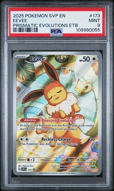Pokemon Eevee 173 SVP en SV Black Star Promo 2025 Prismatic Evolutions ETB PSA 9