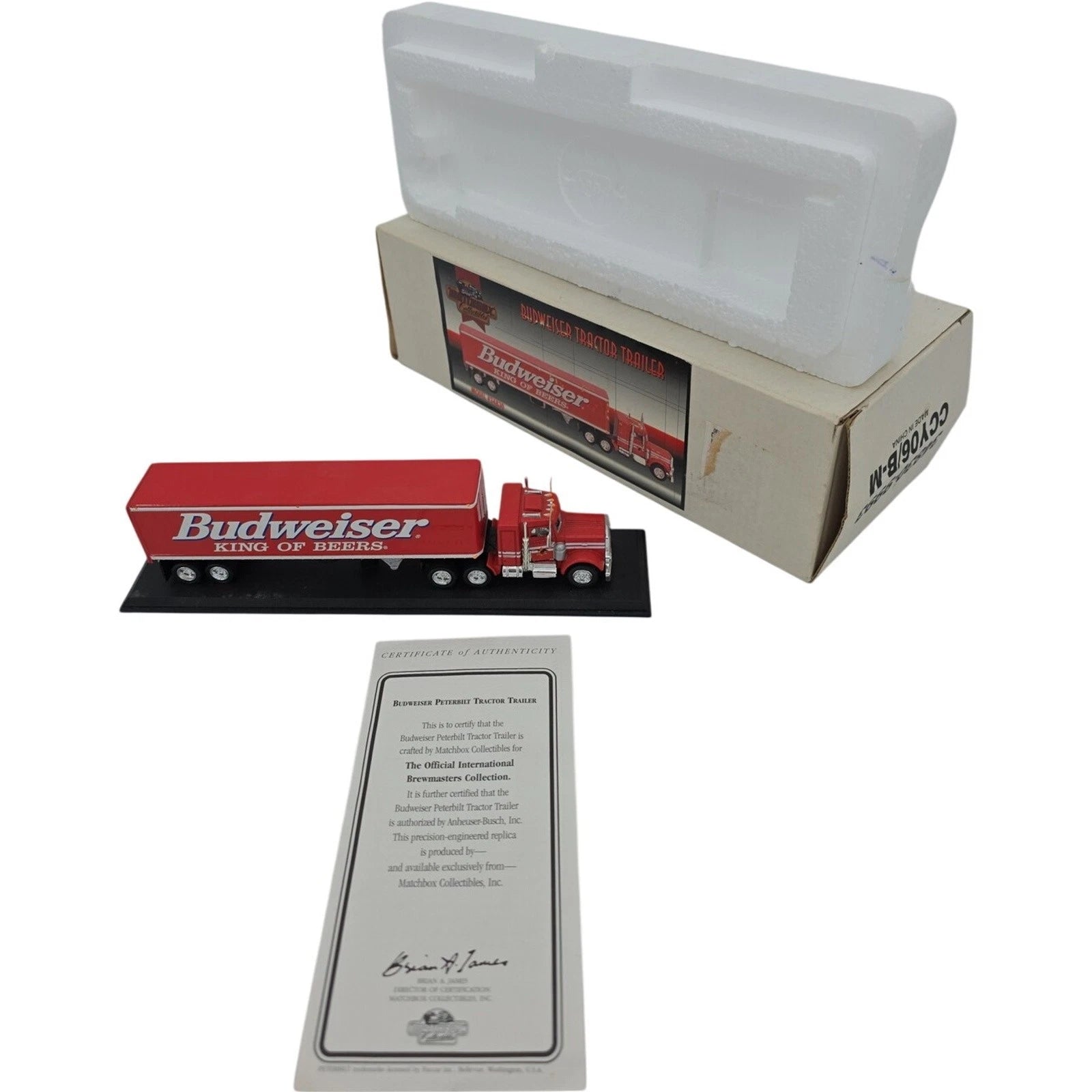 Matchbox Collectibles Budweiser Peterbilt Tractor Trailer Die-Cast with COA 1998