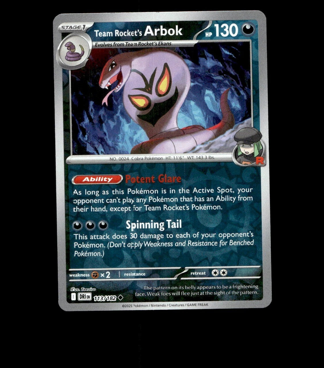 Team Rocket’s Arbok – 113/182 – Destined Rivals – Reverse Holo Near Mint TCG