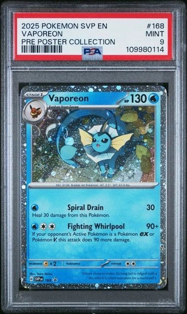2025 POKEMON SVP BLACK STAR PROMO JOLTEON VAPOREON PRE POSTER COLLECTION PSA 9