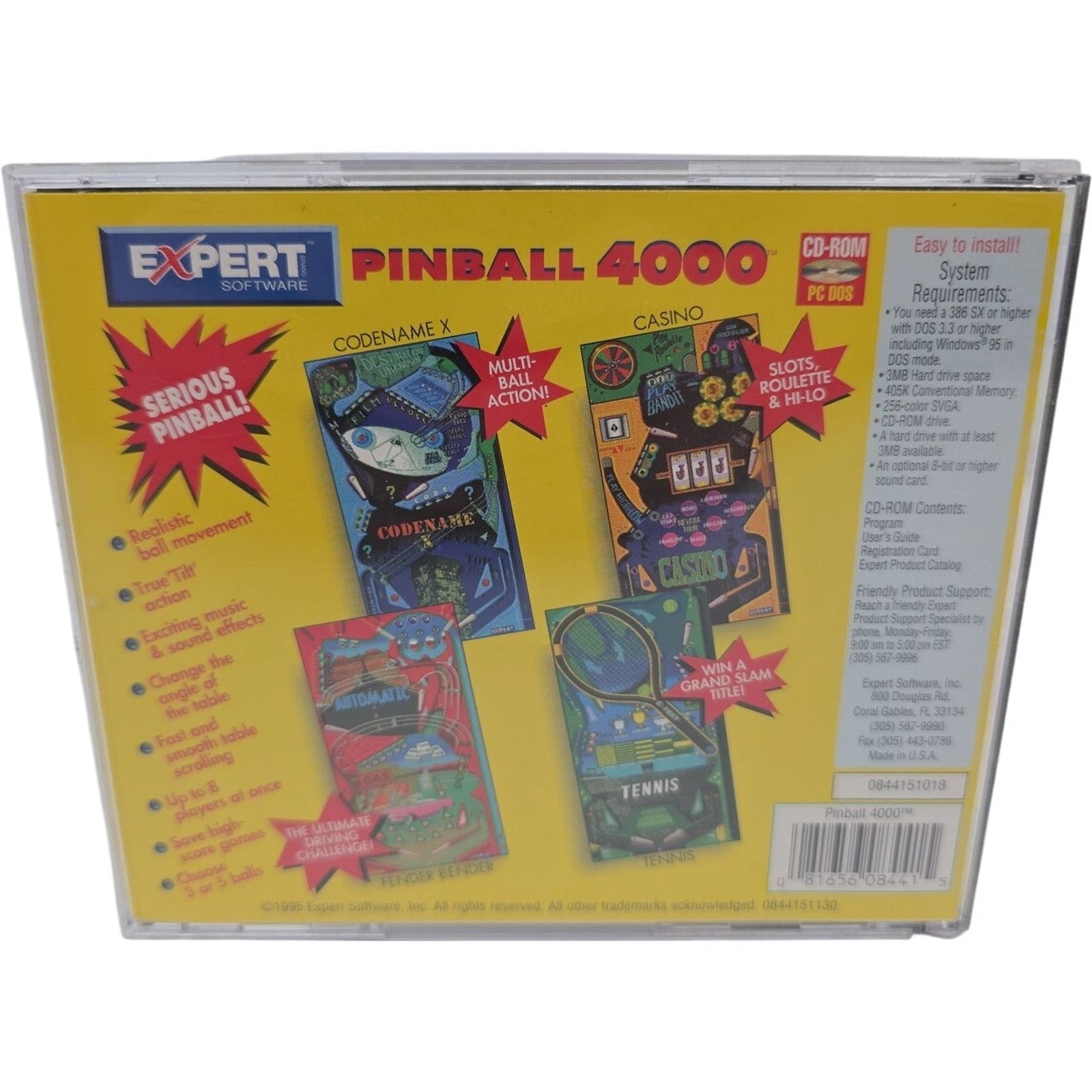 Serious Pinball 4000 PC CD-ROM 1995 with 4 Great Tables Expert Software