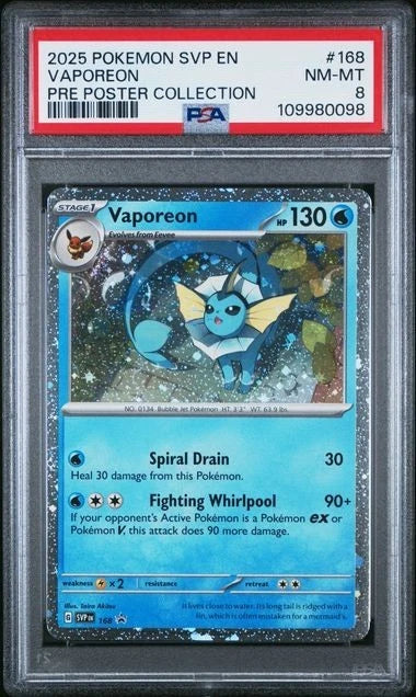 POKEMON FLAREON VAPOREON 2025 SVP PRE POSTER COLLECTION Sequential PSA 8