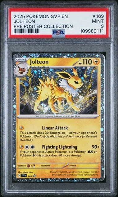 2025 POKEMON SVP BLACK STAR PROMO VAPOREON JOLTEON PRE POSTER COLLECTION PSA 9