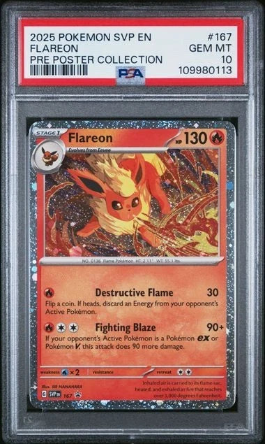 2025 POKEMON SVP EN-SV FLAREON LEAFEON BLACK STAR PROMO PSA 10