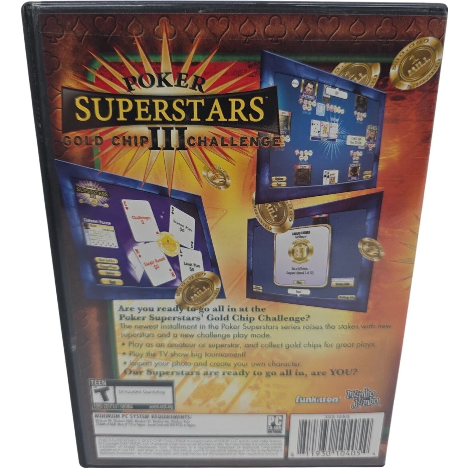 Poker Superstars III Gold Chip Challenge PC CD ROM 2007 Tested No Manual