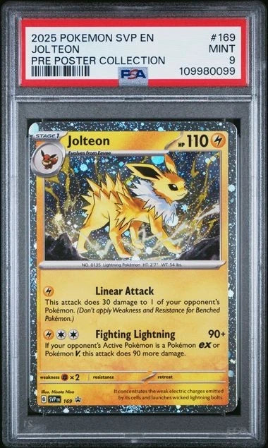 2025 POKEMON SVP EN-SV BLACK STAR PROMO #169 JOLTEON PRE POSTER COLLECTION PSA 9