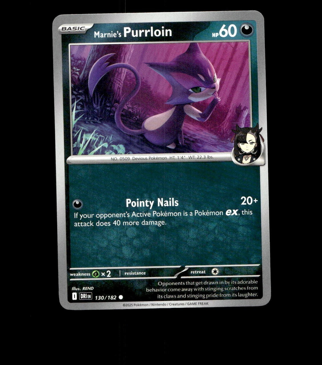 Marnie’s Purrloin – 130/182 – Destined Rivals – Non Holo Near Mint Pokemon