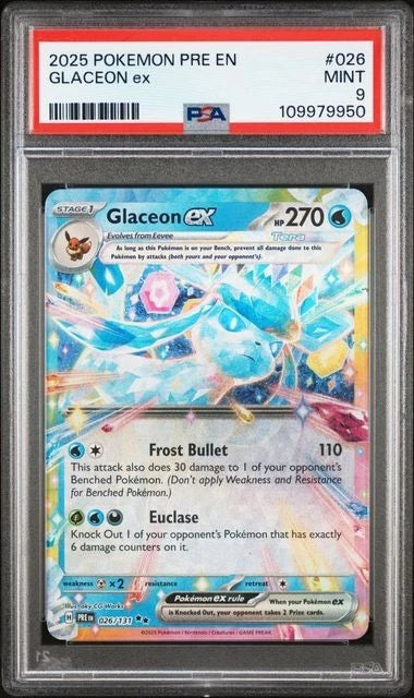 2025 POKEMON PRE EN-PRISMATIC EVOLUTIONS #026 GLACEON EX PSA 9