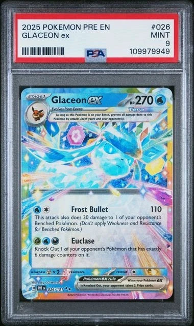 2025 POKEMON PRE EN-PRISMATIC EVOLUTIONS #026 GLACEON EX PSA 9