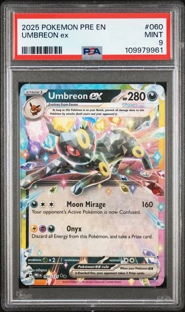 2025 POKEMON PRE EN-PRISMATIC EVOLUTIONS #060 UMBREON EX PSA 9