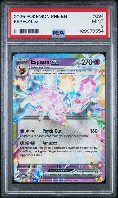 2025 POKEMON PRE EN-PRISMATIC EVOLUTIONS #034 ESPEON EX PSA 9