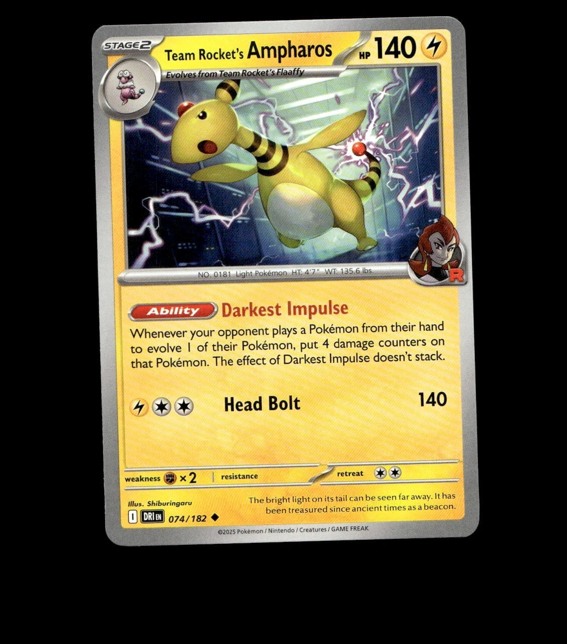 Team Rocket’s Ampharos – 074/182 – Destined Rivals – Non-Holo Near Mint TCG