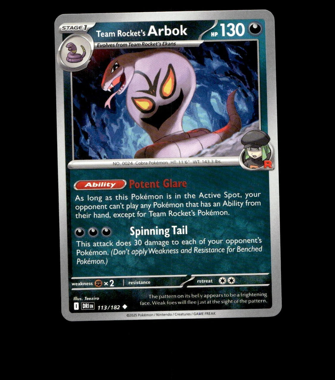 Team Rocket’s Arbok – 113/182 – Destined Rivals – Non Holo Near Mint Pokemon
